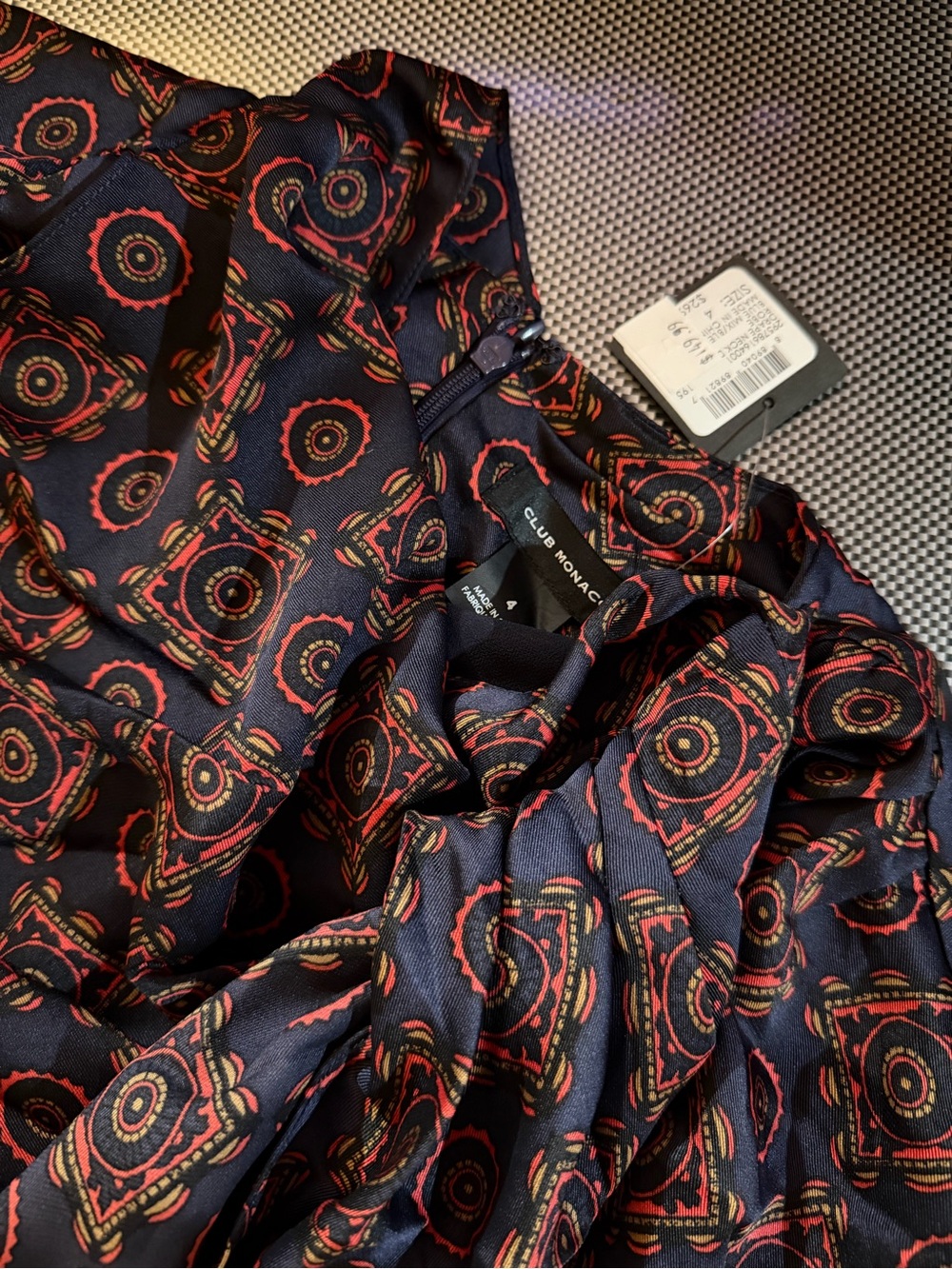 NWT Club Monaco women’s drape neck blue and red dress size 4